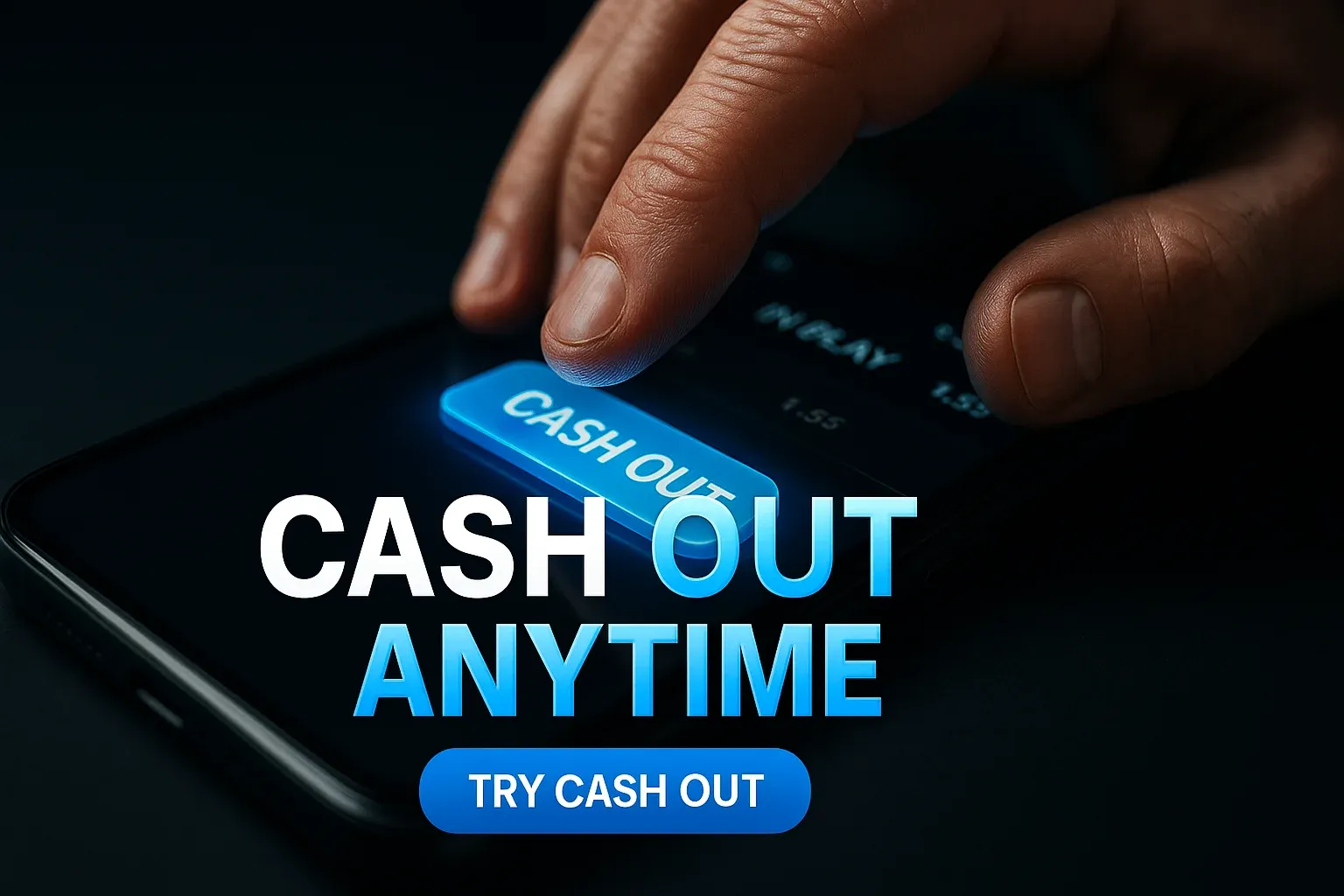 In-play cash out button glowing on smartphone during live sports bet